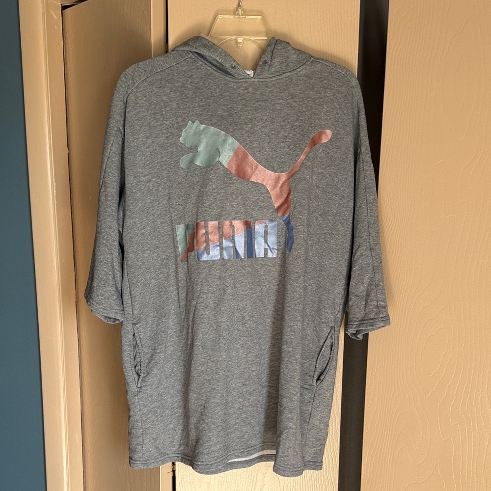 Puma Multicolor Logo Gray Tunic Hoodie